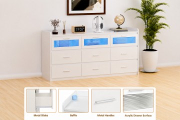 Picture of LUMEO 9-Drawer Dresser/Storage Cabinet with LED Lights