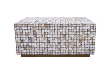 Picture of PIEDRAS Acacia Wood Coffee Table with Coconut Tiles