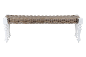 Picture of NEVADA 140 Full Grey Kubu Original Weave Seat Bench with Solid Acacia Wood Legs