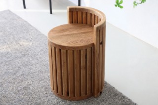 Picture of RILMOND Reclaimed Pine Wood Barrel Stool with Curved Half Backrest
