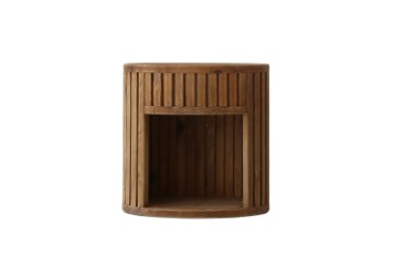 Picture of RILMOND Reclaimed Pine Wood Oval Bedside Table with Open Shelf