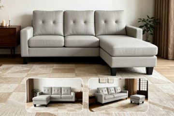 Picture of HAXTON Reversible Sectional Sofa (Light Grey)