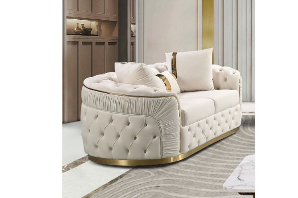 Picture of  [FLOOR MODEL CLEARANCE]  PIEDMONT 2 Seater  Chesterfield Velvet Sofa (Beige)