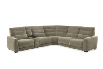 Picture of HIGHLAND Dual Motor Power Reclining Sectional Sofa with Storage Console & Swivel Tray Table & Bluetooth Speaker & USB - Water Resistant
