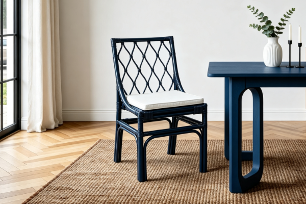 Picture of BRIGHTON Teak Wood & Rattan Dining Chair (Navy Blue)