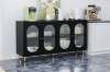 Picture of FIVEN 4-Door Arched Fluted Glass Buffet/Storage Cabinet (Black)
