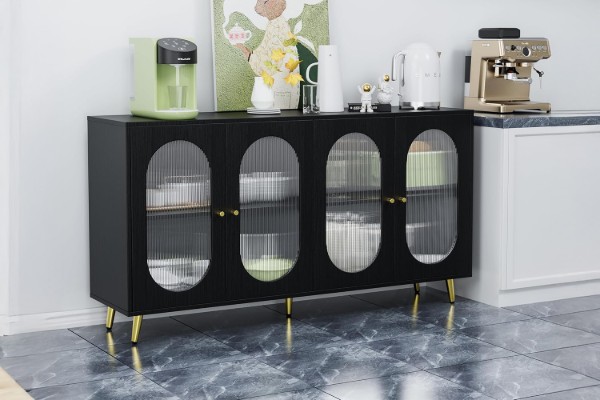 Picture of FIVEN 4-Door Buffet/Storage Cabinet (Black)