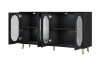 Picture of FIVEN 4-Door Arched Fluted Glass Buffet/Storage Cabinet (Black)
