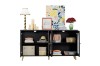 Picture of FIVEN 4-Door Arched Fluted Glass Buffet/Storage Cabinet (Black)
