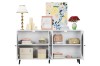 Picture of FIVEN 4-Door Arched Fluted Glass Buffet/Storage Cabinet (White)