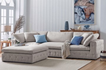 Picture of   [FLOOR MODEL CLEARANCE] SUSSEX Memory Foam 4 Seater Extra Large Sofa with Ottoman (Light Grey)