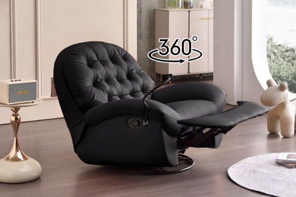 Picture of SANO 360° Swivel Manual Recliner Lounge Chair with Mobile Holder (Black)