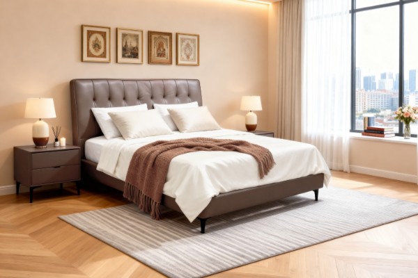 Picture of   [FLOOR MODEL CLEARANCE]PALLADIO Queen Size Genuine Leather Bed Frame