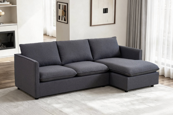 Picture of BENDON Fabric Sectional Chaise Facing Right Sofa (Dark Grey) - Water Resistant 