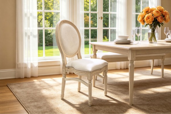 Picture of TSUKI Louis XVI-Inspired Solid Birch Wood Dining Chair