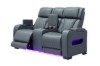Picture of VOLT Air Leather Dual Motor Power Reclining Sofa Range (Grey) - 2 Seat with Console & Cup Holders & Storage & USB Port & LED Lighting (2RRC)