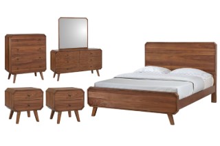 Picture of WALCOTT Genuine Walnut Veneer Bedroom Combo Set in Queen Size - 6PC