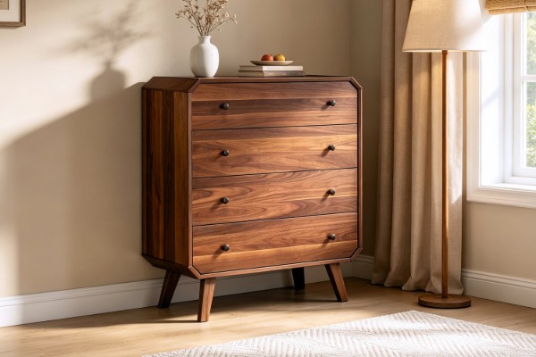 Picture of WALCOTT 4-Drawer Genuine Walnut Veneer Tallboy