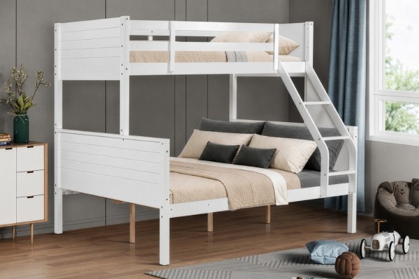 Picture of MASON Solid Wood Single-Double Bunk Bed Frame without Drawers
