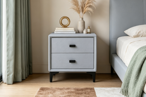 Picture of HOVER 2-Drawer Bedside Table (Silver Grey)