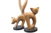 Picture of 650-048 Solid Teak Wood Cat Decorative Sculptures - Set of 2 (H38 & 40cm)