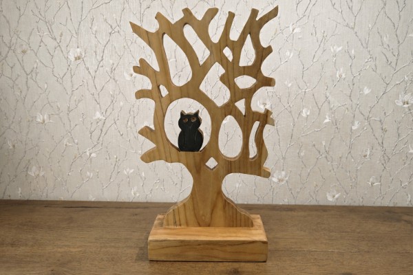 Picture of 650-043 H45 Owl on Tree Solid Teak Wood  Decorative Sculpture