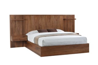 Picture of WALNOVA Genuine Walnut Veneer Bedroom Combo Set with Side Pier in Queen Size - 3PC Combo