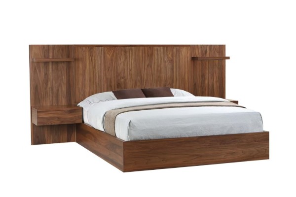 Picture of WALNOVA Genuine Walnut Veneer Bedroom Combo Set with Side Pier in Queen Size - 3PC Combo