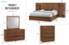 Picture of WALNOVA Solid Walnut Veneer Bedroom Combo Set with Side Pier in Queen Size - 6PC Combo