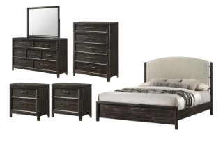Picture of MONTEREY Solid Mindi Wood Veneer Bedroom Combo Set - 6PC King Size