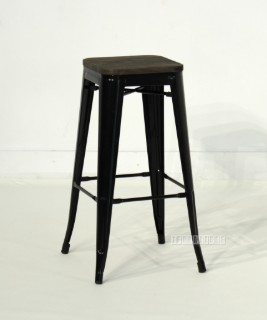 Picture of [FLOOR MODEL CLEARANCE] TOLIX Replica Bar Stool H76 with Rustic Elm Seat - Black