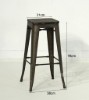 Picture of [FLOOR MODEL CLEARANCE] TOLIX Replica Bar Stool H76 with Rustic Elm Seat - Black