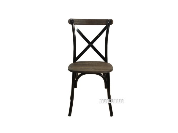 Picture of [FLOOR MODEL CLEARANCE]  HANOVER Metal Cross Back Chair (Solid Elm Seat) - Black