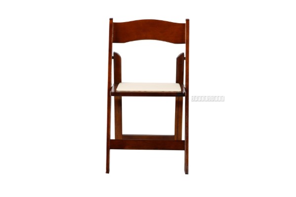 Picture of [FLOOR MODEL CLEARANCE] RETREAT Foldable Dining Chair - Light Brown Chair with White PU Seat