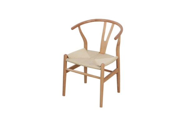 Picture of [FLOOR MODEL CLEARANCE]53x50x79 WISHBONE Solid Wood Y Replica Chair (Natural Frame-Beige Seat)