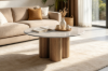 Picture of BLIX Mango Wood D68 Round Coffee Table with Marble Top
