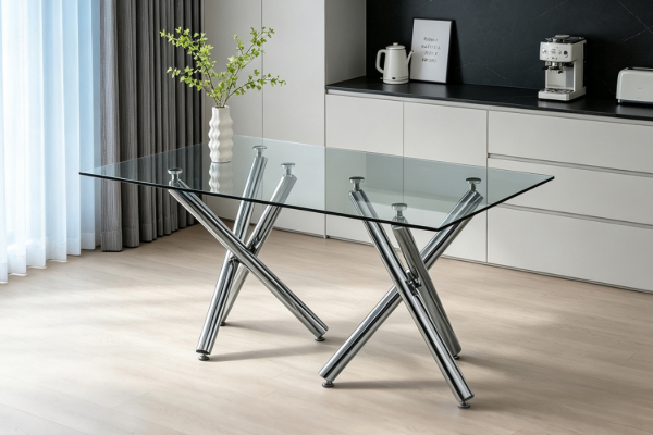 Picture of [FLOOR MODEL CLEARANCE] LUMIX 180 Tempered Glass Top Dining Table
