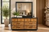 Picture of HERRINGBONE Genuine Wood Veneer 8-Drawer Dresser with Mirror