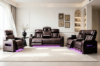 Picture of VOLT Air Leather Dual Motor Power Reclining Sofa Range with Heating and Cooling Cup Holder & Storage & Type-C Port & Wireless Charging & LED Lighting (Brown)