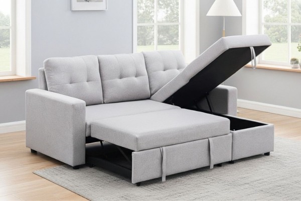 Picture of [FLOOR MODEL CLEARANCE]  HARTFIELD Reversible Corner Sofa/Sofa Bed with Storage (Grey)