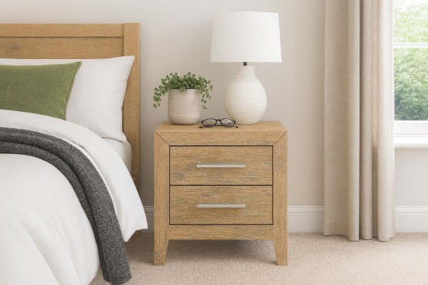Picture of [FLOOR MODEL CLEARANCE]EMERSON 2-Drawer Solid Acacia Wood Bedside Table