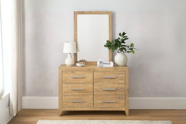 Picture of [FLOOR MODEL CLEARANCE]  EMERSON 6-Drawer Solid Acacia Wood Dresser with Mirror