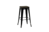 Picture of [FLOOR MODEL CLEARANCE] TOLIX Replica Bar Stool H76 with Rustic Elm Seat - Black