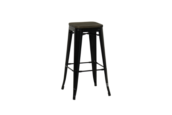 Picture of [FLOOR MODEL CLEARANCE] TOLIX Replica Bar Stool H76 with Rustic Elm Seat - Black