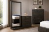Picture of RIDHELINE Genuine Wood Veneer 3-Drawer Dresser with 5-Tier Mirrored Storage Cabinet