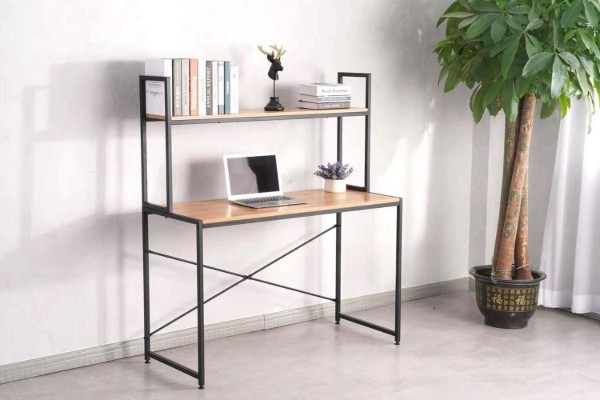 Picture of [FLOOR MODEL CLEARANCE]  HENMAN 120 Work Desk with Top Shelf (Black)