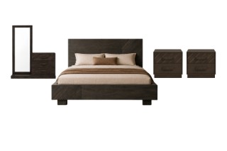 Picture of RIDHELINE Genuine Wood Veneer Bedroom Combo Set - 5PC Super King