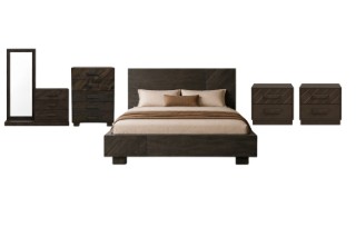Picture of RIDHELINE Genuine Wood Veneer Bedroom Combo Set - 6PC Super King