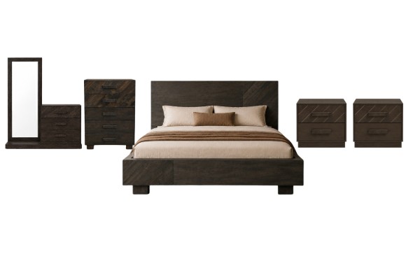 Picture of RIDHELINE Genuine Wood Veneer Bedroom Combo Set - 6PC Super King