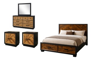 Picture of HERRINGBONE Genuine Wood Veneer Bedroom Combo - 5PC Super King Size